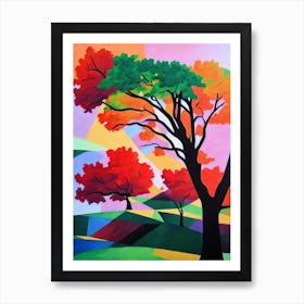 Oregon White Oak Tree Cubist 1 Art Print
