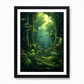 Jungle Landscape Pixel Art 3 Art Print