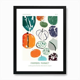 Cucumber Vegetables Farmers Market 2 La Boqueria Market, Barcelona, Spain Art Print