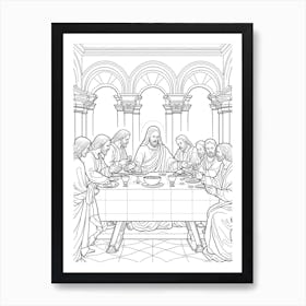 Line Art Inspired By The Last Supper 7 Art Print