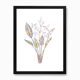 Stained Glass European Water Plantain Mosaic Botanical Illustration on White Art Print
