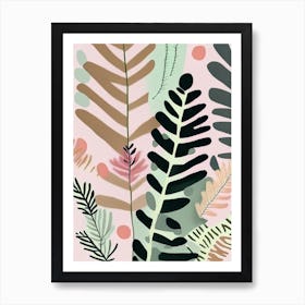 Christmas Fern Wildflower Modern Muted Colours 2 Art Print