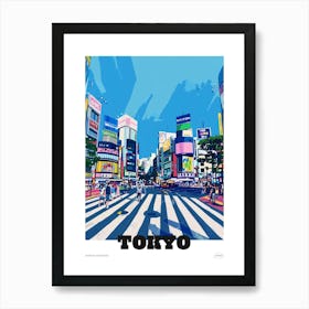 Shibuya Crossing Tokyo 2 Colourful Illustration Poster Art Print