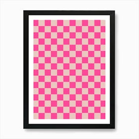 Checkerboard Coral Peach And Pink Art Print