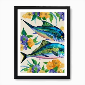 Mahi Mahi Vintage Graphic Watercolour Art Print