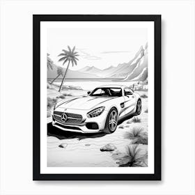 Mercedes Benz Amg Gt Tropical Drawing 1 Art Print