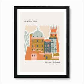 Palace Of Pena   Sintra, Portugal, Warm Colours Illustration Travel Poster 2 Art Print