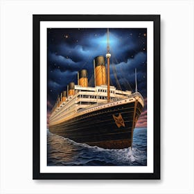 Titanic White Star Pencil Drawing 2 Art Print