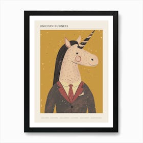 Unicorn In A Suit & Tie Mustard Muted Pastels 4 Poster Art Print