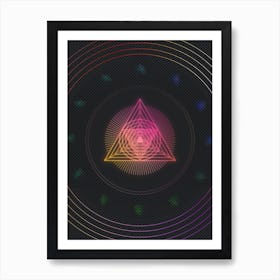 Neon Geometric Glyph in Pink and Yellow Circle Array on Black n.0156 Art Print