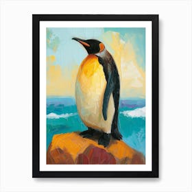 King Penguin Sea Lion Island Colour Block Painting 3 Art Print