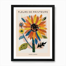 Spring Floral French Poster  Sunflower 2 Art Print