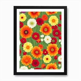 Gerberas Repeat Retro Flower Art Print