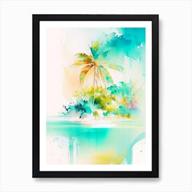 Bahamas Beach Watercolour Pastel Tropical Destination Art Print