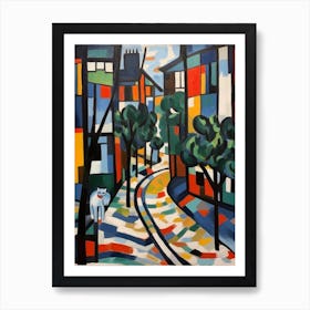 Painting Of Tokyo With A Cat 1 In The Style Of Matisse Art Print