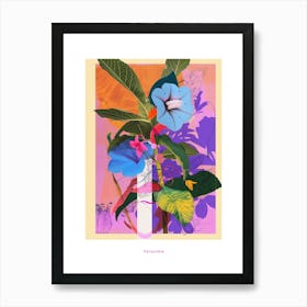 Periwinkle (Vinca) 4 Neon Flower Collage Poster Art Print