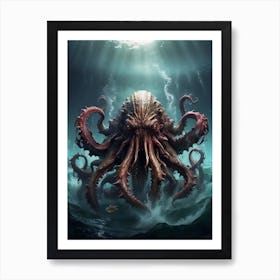 Octopus In The Ocean Art Print Art Print