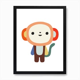 Cute Monkey Playful Illustration Art Print
