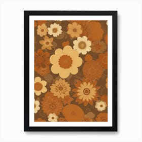 Nostalgic Retro Floral Art Print with Stylish Stylized Patterns in Warm Earthy Colors Series - 4 Art Print