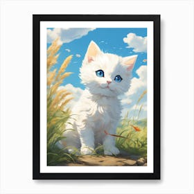 White Kitten With Blue Eyes Art Print