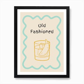 Old Fashioned Doodle Poster Teal & Orange Art Print