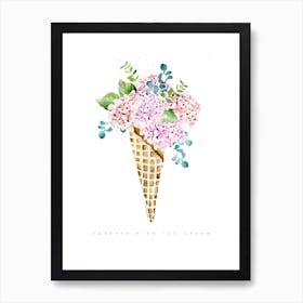 Pink Hydrangea Cone Art Print