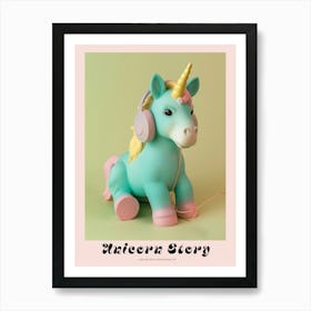 Toy Unicorn With Headphones Poster Art Print