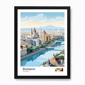 Budapest, Hungary, Geometric Illustration 3 Poster Art Print