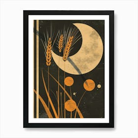 Moon And Wheat Art Print