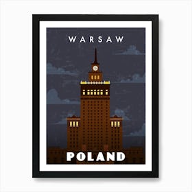 Warsaw, Poland — Retro travel minimalist poster Art Print