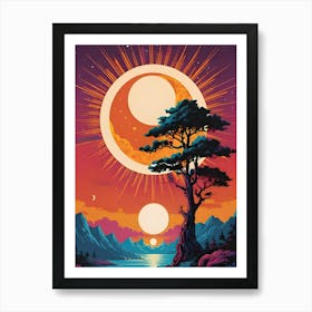 Moon And The Tree Art Print