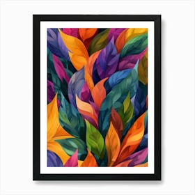 Abstract Colorful Leaves 2 Art Print