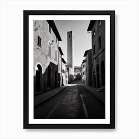 San Gimignano, Italy,  Black And White Analogue Photography  2 Art Print