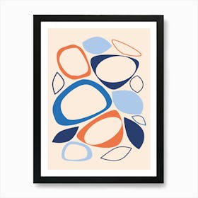 Mid Century Modern Abstract 8 Apricot, Blue, Cream Art Print