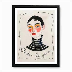 Chercher La Femme. Retro French Woman's Portrait Art Print