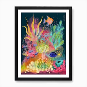 Underwater Colorful Fish Anemones 2 Art Print