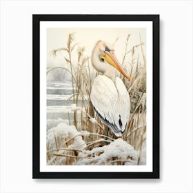 Winter Bird Painting Pelican 3 Art Print