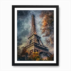 Eiffel Tower Paris France Oil Painting Style 7 Art Print