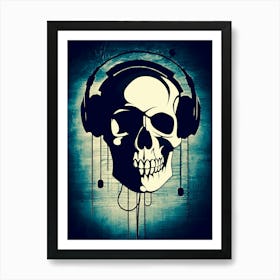 Skull With Headphones 124 Art Print