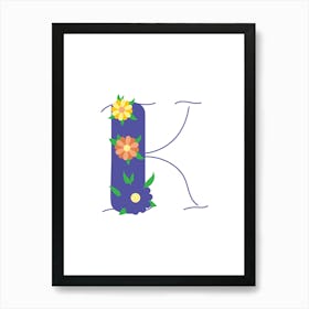 Living Room Floral Letters Purple 11 Art Print