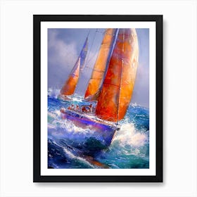 Sailboats In The Ocean 2 sport Art Print