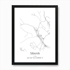 Sibenik,Croatia Minimalist Map Art Print