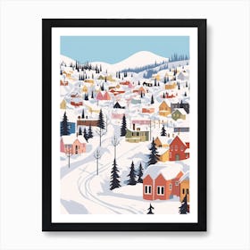 Retro Winter Illustration Kiruna Sweden 1 Art Print