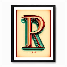 R, Letter, Alphabet Vintage Sketch 4 Art Print