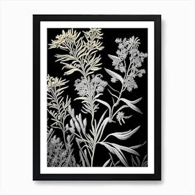 Goldenrod Wildflower Linocut 1 Art Print