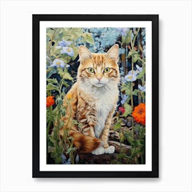 Cat In Floral Medieval Monestary 3 Art Print