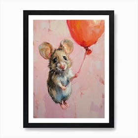 Cute Mouse 2 With Balloon Art Print