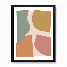Collage Sage Green Brown Beige Neutral Graphic Abstract Art Print