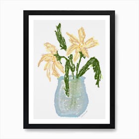 Pastel Oil Wild Flowers In A Jar Art Print