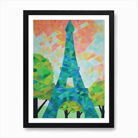 Eiffel Tower Paris France David Hockney Style 3 Art Print